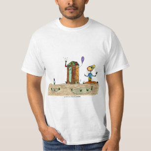 Tecknad pojke tittar på vår ballong t shirt