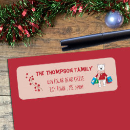 Tecknad Polar Bear Rosa Helgdag Returadress Returadress Etikett