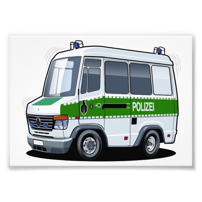 Tecknad Police Van Fototryck (Framsidan)