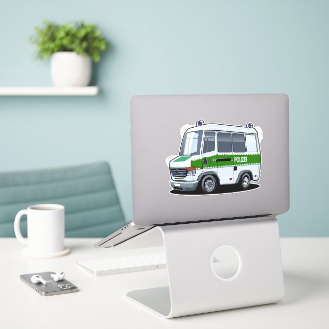 Tecknad Police Van Klistermärken (Laptop På Skrivbordet)