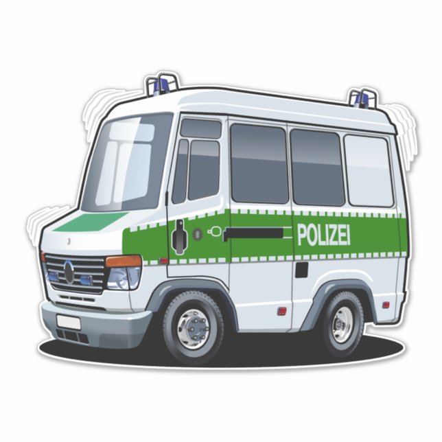 Tecknad Police Van Klistermärken (Framsida)