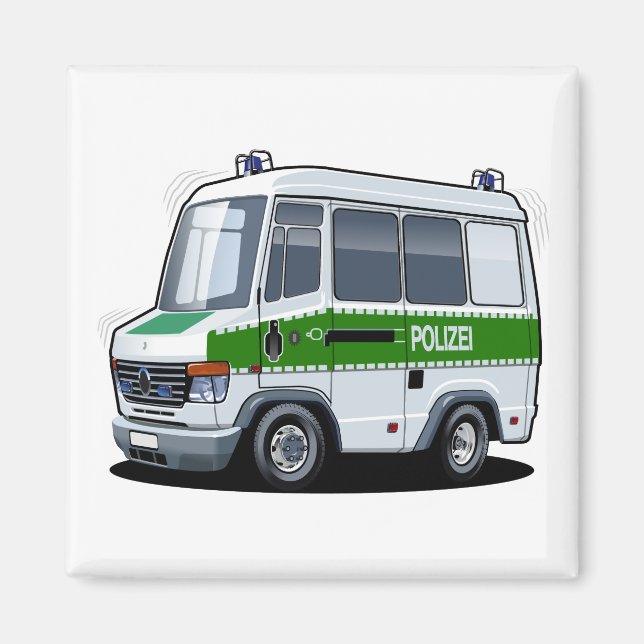 Tecknad Police Van Magnet (Framsidan)