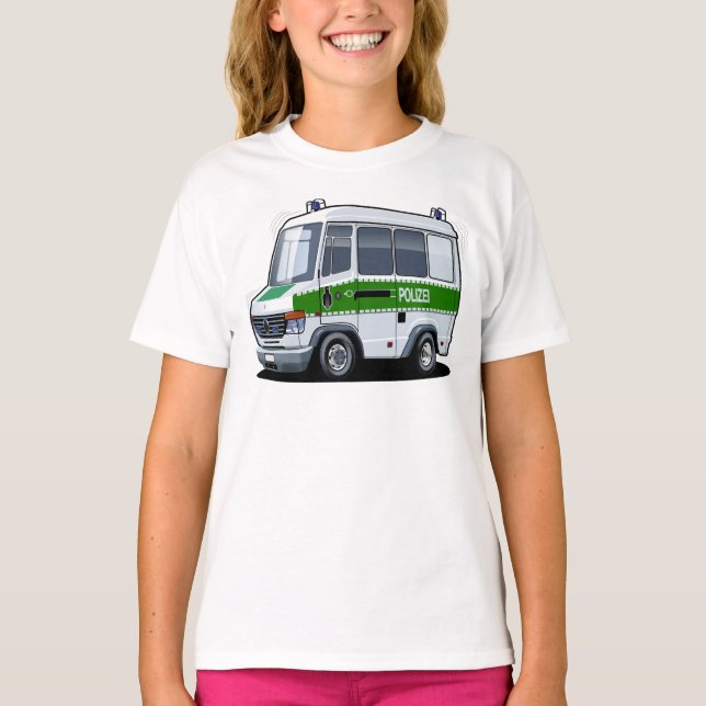 Tecknad Police Van T Shirt (Framsida)