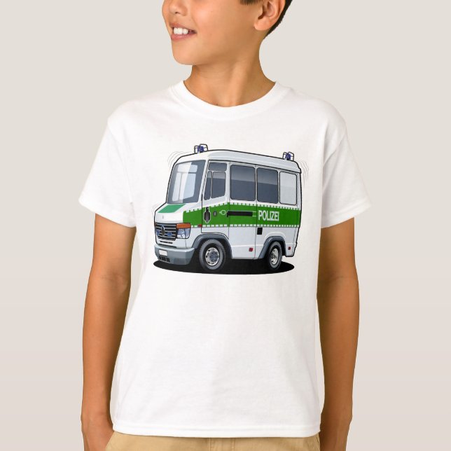 Tecknad Police Van T Shirt (Framsida)