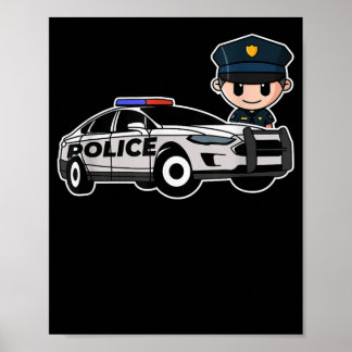 Tecknad Polischef Car Policeman Police Gift Poster