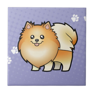 Tecknad Pomeranian Kakelplatta