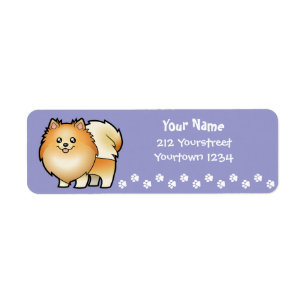 Tecknad Pomeranian Returadress Etikett