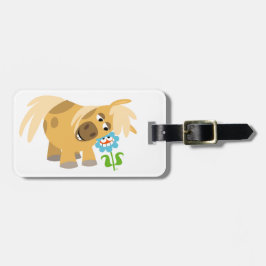 Tecknad Pony och Flower Luggage Tag Bagagebricka