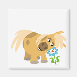 Tecknad Pony och Flower Magnet