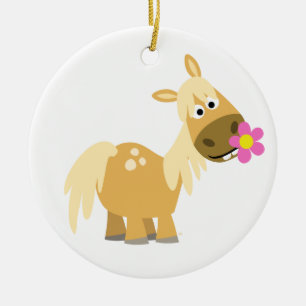 Tecknad Pony och Flower Ornament