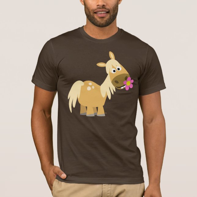 Tecknad Pony och Flower T-shirt (Framsida)