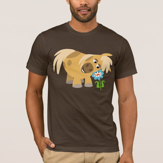 Tecknad Pony och Flower T-shirt (Framsida)