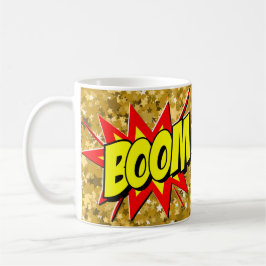 Tecknad Pop Art Gult Red BOOM Novelty Funny kaffe Kaffemugg