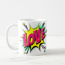 Tecknad Pop Art Lila Gult KÄRLEK Novelty Funny Kaffemugg