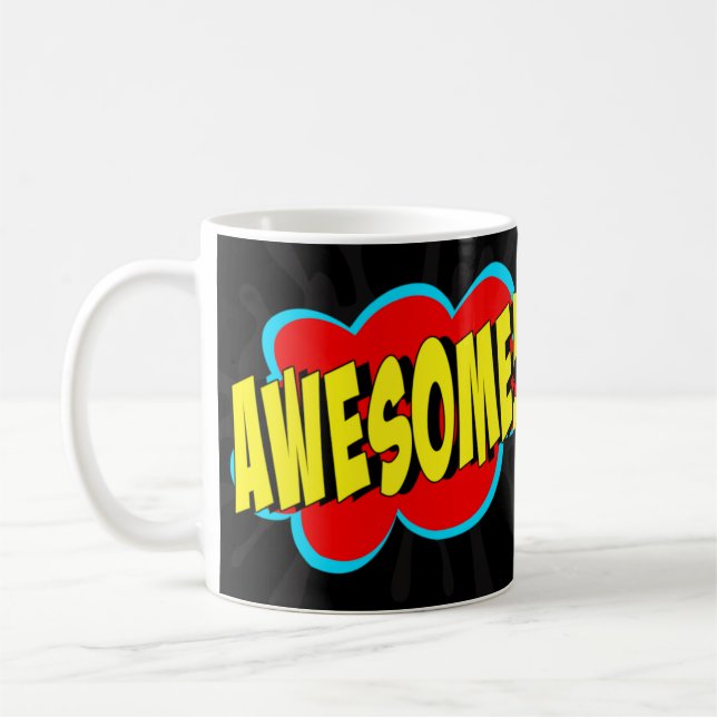 Tecknad Pop Art Red Gult FANTASTISK Novelty Funny Kaffemugg (Vänster)
