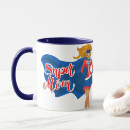 Tecknad Pop Art Super Mamma i Cape Mugg