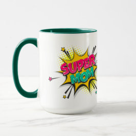 Tecknad Pop Art Super Mamma Mugg
