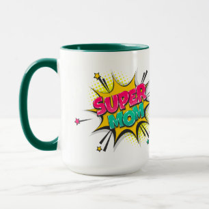Tecknad Pop Art Super Mamma Mugg