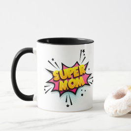 Tecknad Pop Art Super Mamma Mugg