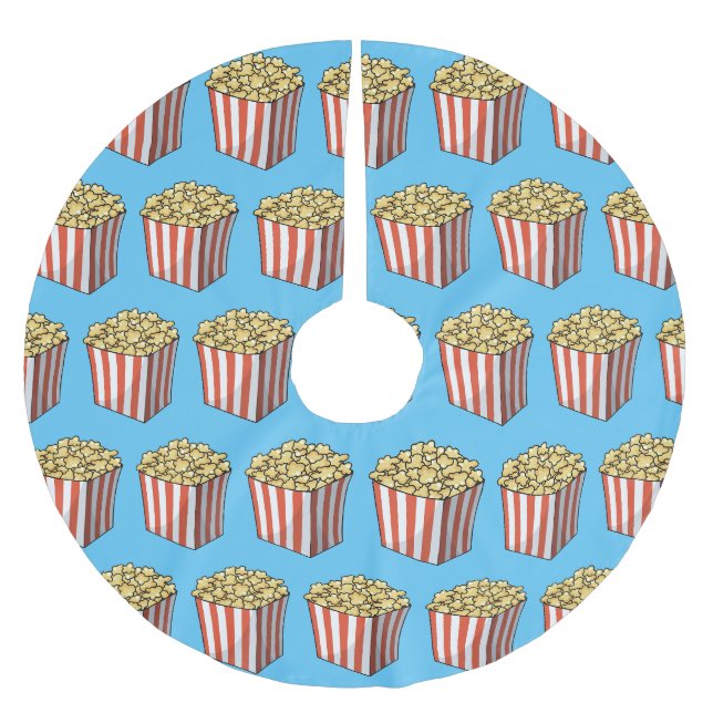 Tecknad popcornillustration  julgransmatta borstad polyester (Framsidan)