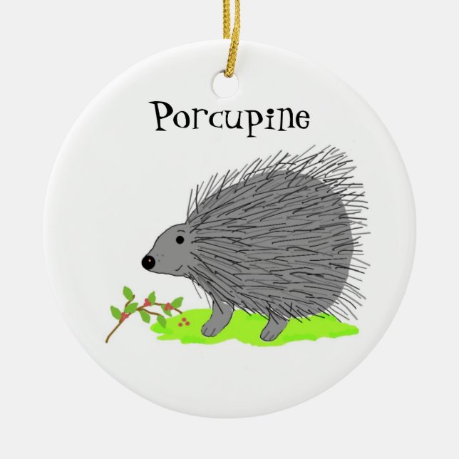 Tecknad Porcupin Julgransprydnad Keramik (Framsidan)