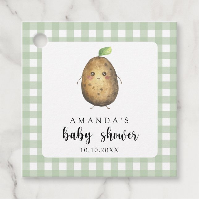 Tecknad Potato Baby Shower Gåvor Etiketter (Framsida)
