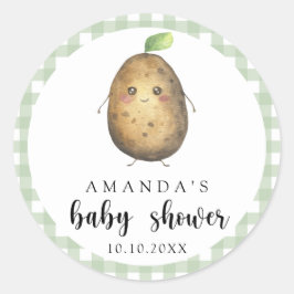 Tecknad Potato Baby Shower Runt Klistermärke