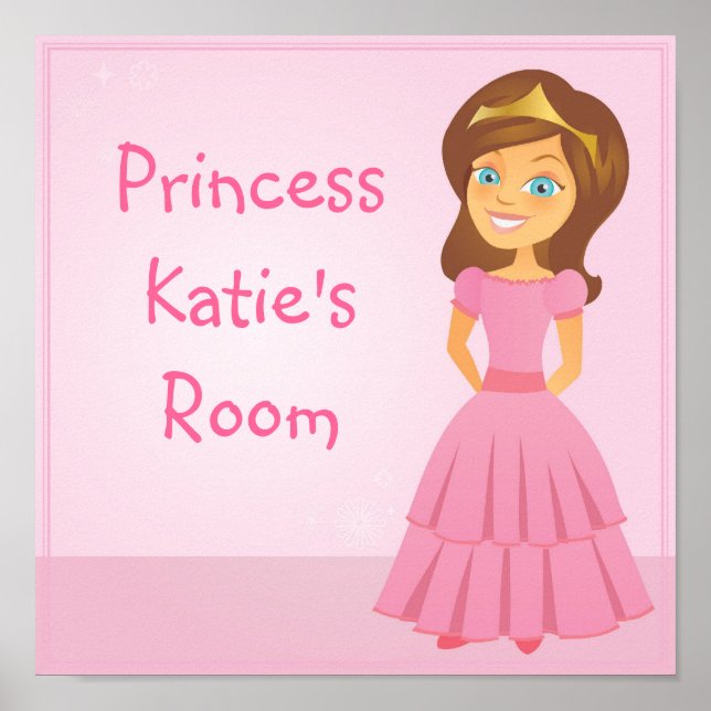 Tecknad Princess Anpassade Children's Wall Art Poster (Framsidan)
