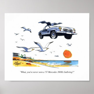 Tecknad print Gullwing Mercedes Poster