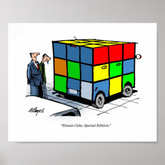Tecknad print Nissan Cube Poster