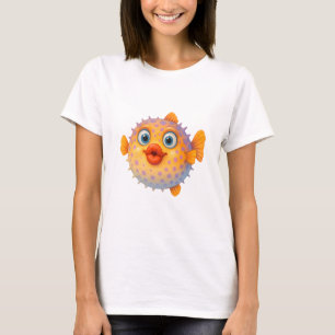 Tecknad Pufferfish with Kissy Läppar T Shirt