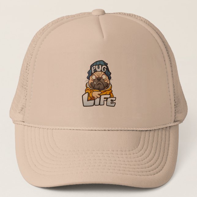 tecknad pug hund med arg ansikte med en beanie a keps (Framsida)