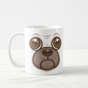 Tecknad Pug Kopp Valp Hund Ansikte