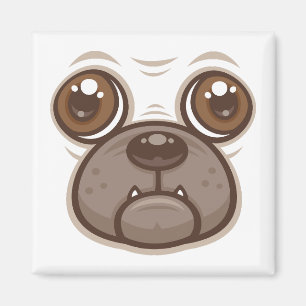 Tecknad Pug Mugg Puppy Hund Ansikte Magnet