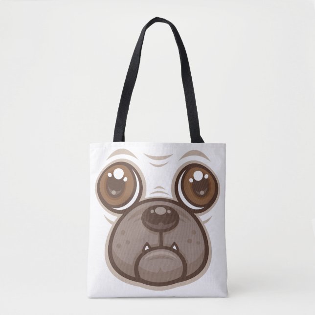 Tecknad Pug-mugg Valp Hund Ansikte Tygkasse (Framsida)