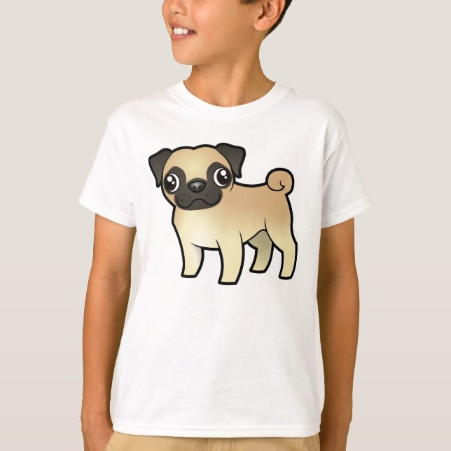 Tecknad Pug T-shirt (Framsida)