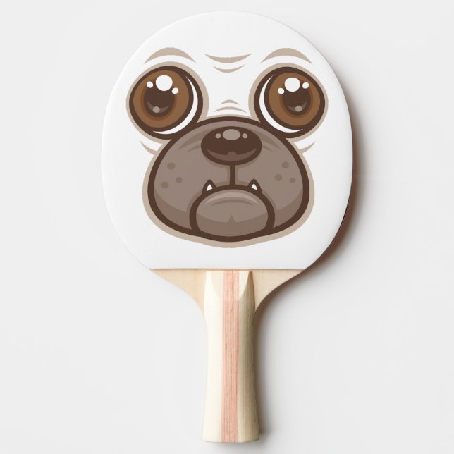 Tecknad Pugs Mugg Valp Hund Ansikte Pingisracket (Framsidan)
