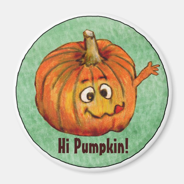 Tecknad Pumpkin Round Personlig Magnet (Framsidan)