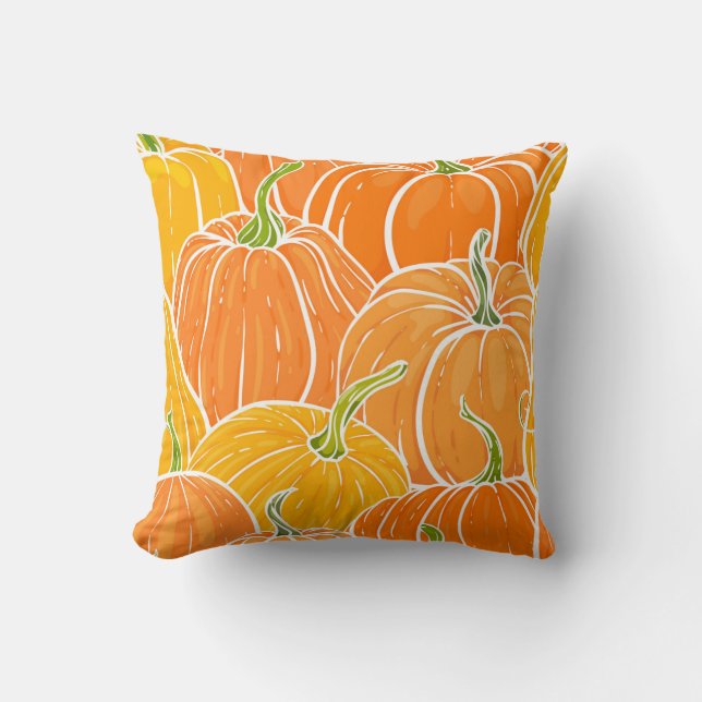 Tecknad pumpkin, söt höst mönster. kudde (Framsida)