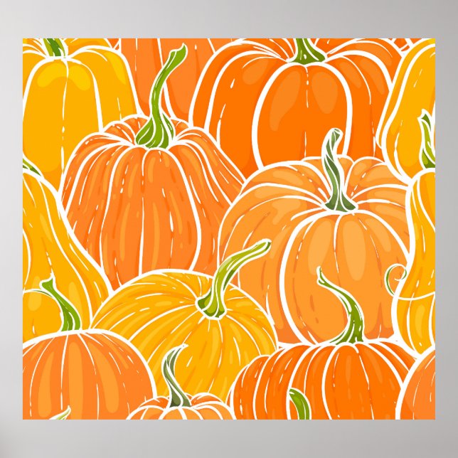 Tecknad pumpkin, söt höst mönster. poster (Framsidan)