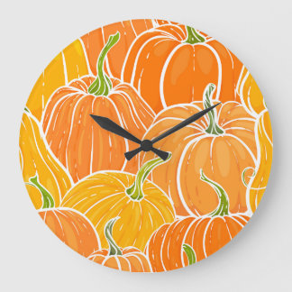 Tecknad pumpkin, söt höst mönster. stor klocka