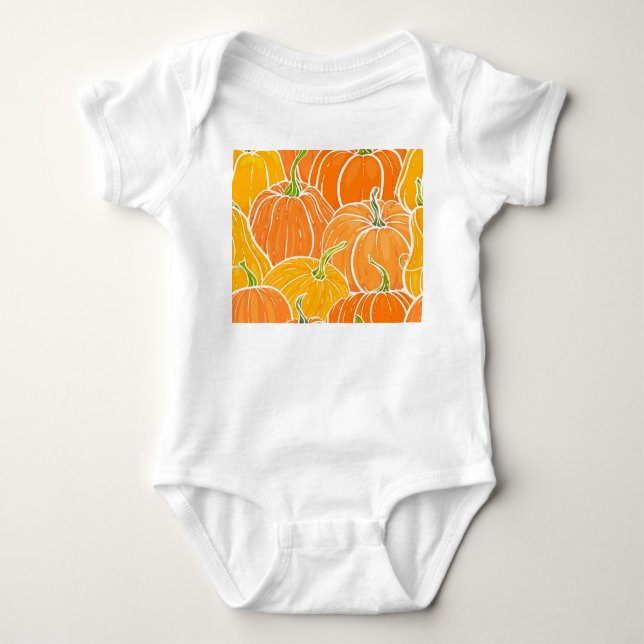 Tecknad pumpkin, söt höst mönster. t shirt (Framsida)