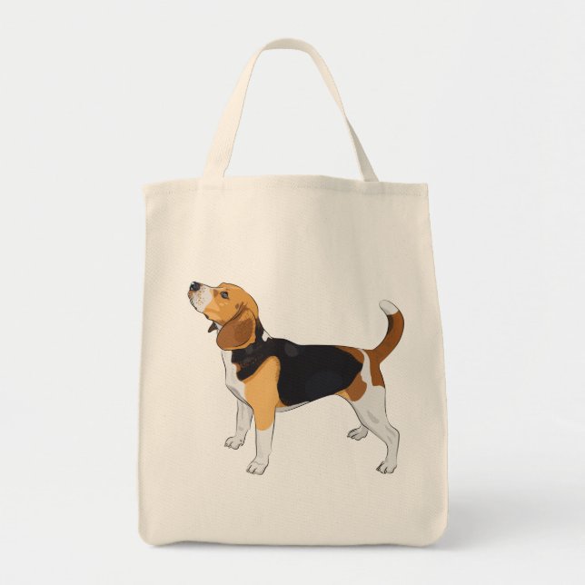 Tecknad Puppy Hund älskare Cute Beagle Large Tote Tygkasse (Framsidan)