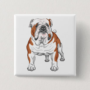 Tecknad Puppy Hund älskare ger Cute English Bulld Knapp