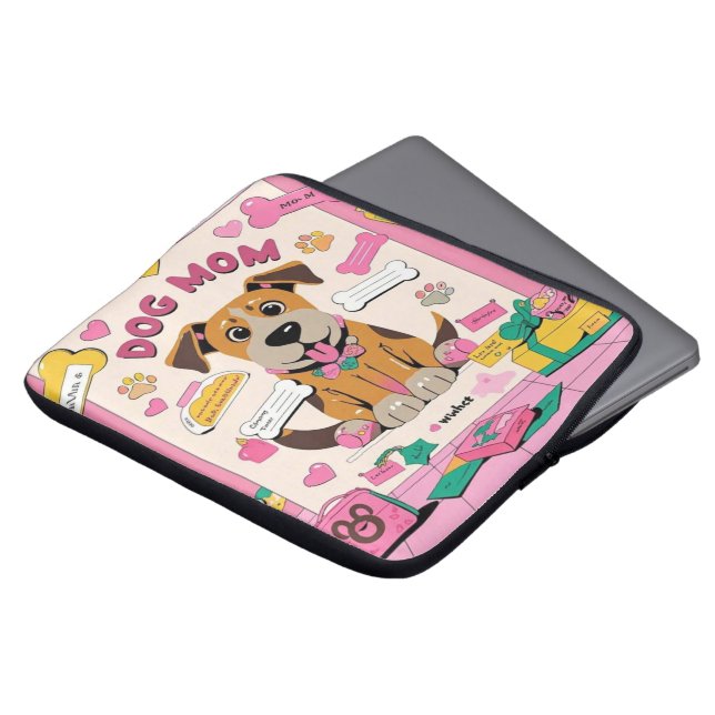 Tecknad Puppy hund i rosa rum Laptop Fodral (Framsida topp)