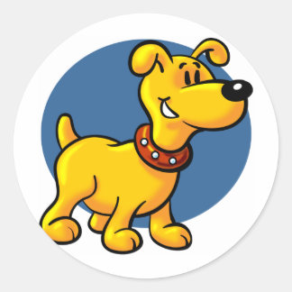 Tecknad Puppy-Hund Runt Klistermärke