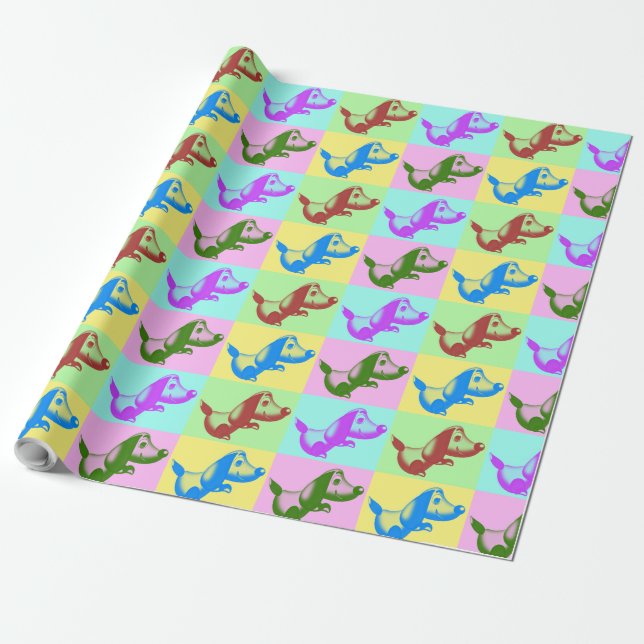 Tecknad Puppy Presentpapper (Utrullad)