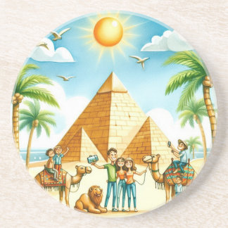 Tecknad pyramid sandstens coaster underlägg