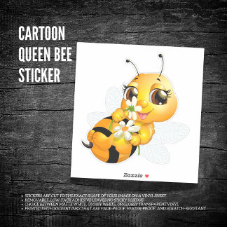 Tecknad Queen Bee Sticker Klistermärken