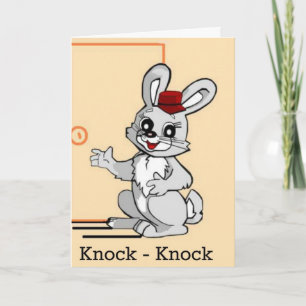Tecknad Rabbit Knock-Knock Joke Känn bättre bil Kort